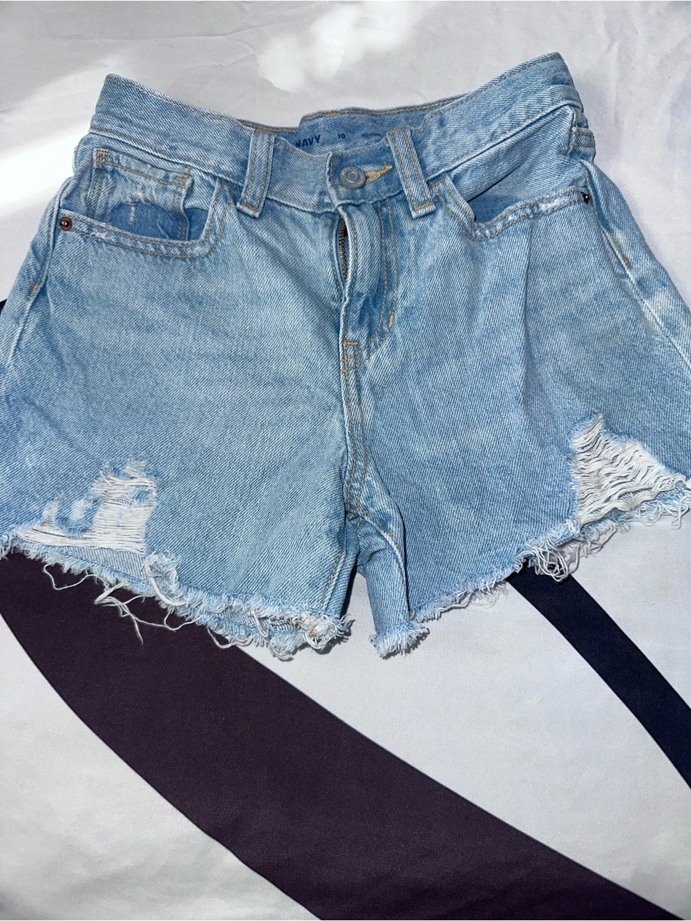 Light Wash Denim Frayed Hem Girls Shorts